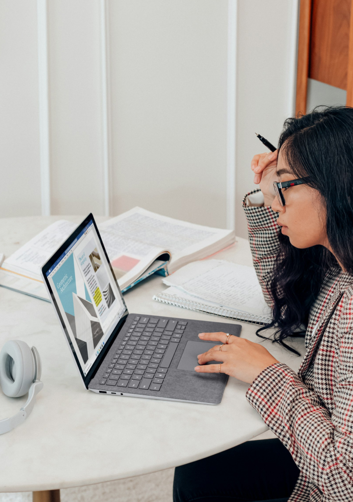 Person studying with a laptop